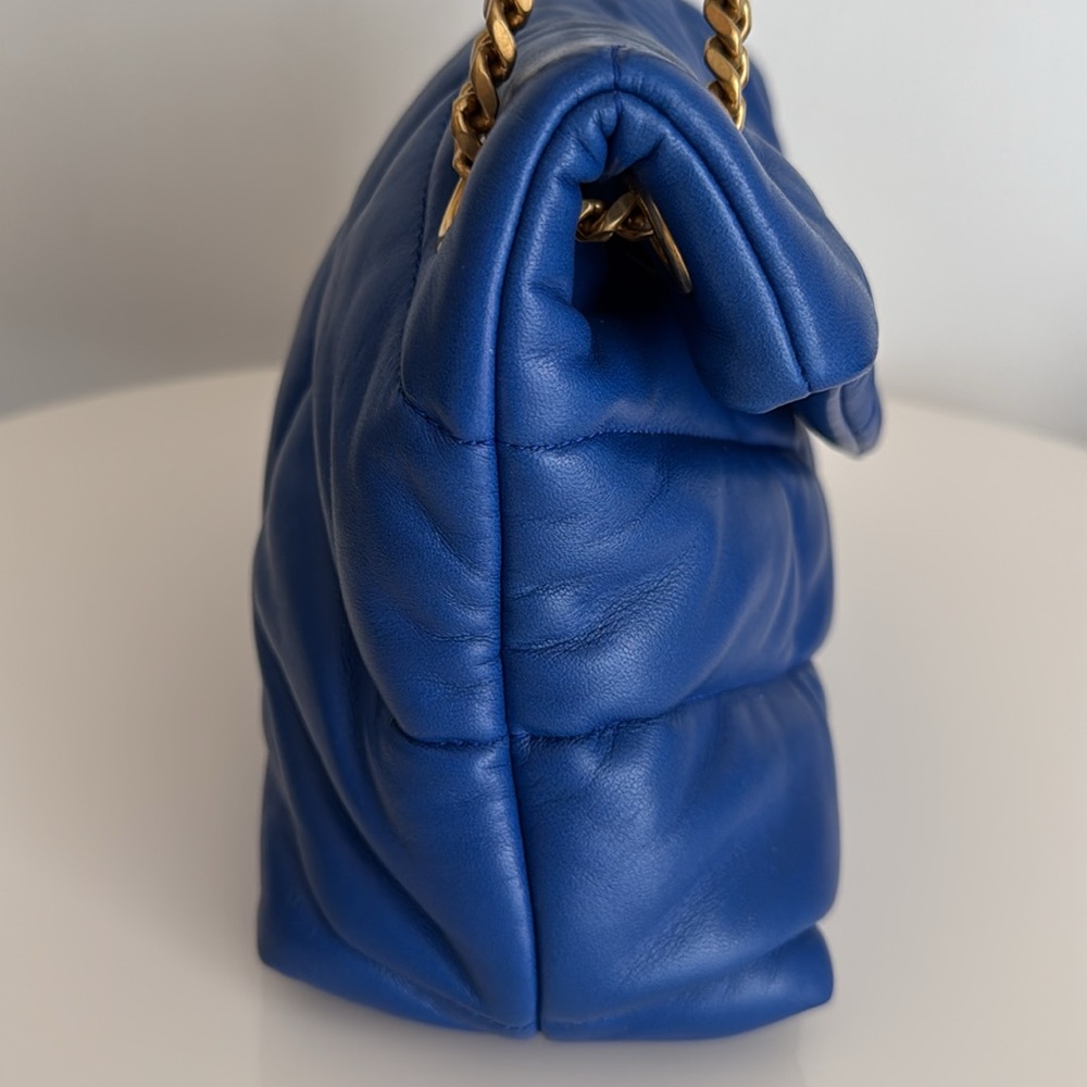 ❌SOLD❌Saint Laurent Blue Quilted LouLou Puffer Leather Shoulder Bag - Picture 7 of 17